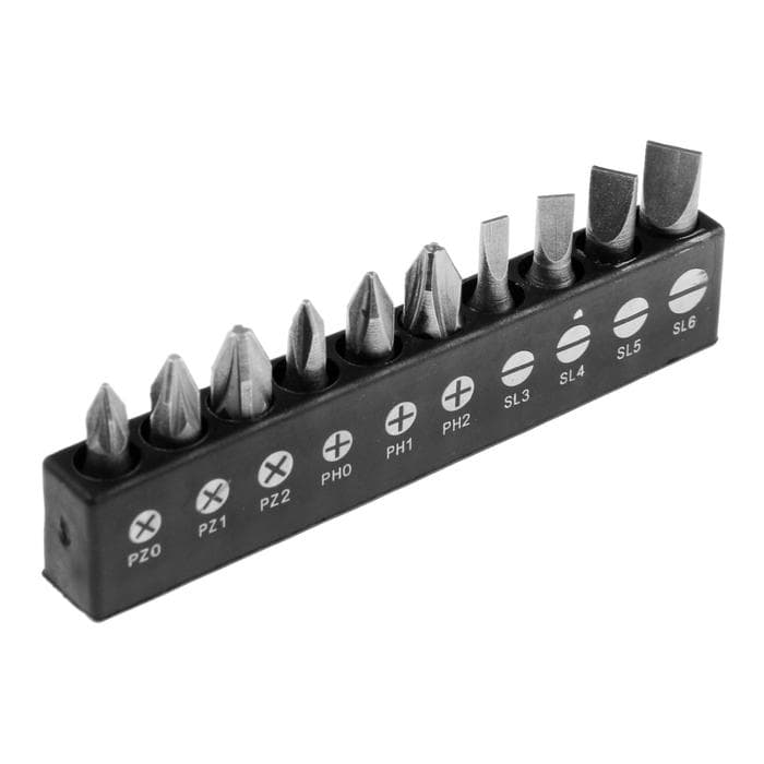 Набор бит ТУНДРА, сталь CrV, PH, PZ, SL × 25 мм, 10 шт.