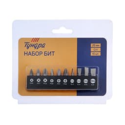 Набор бит ТУНДРА, сталь CrV, PH, PZ, SL × 25 мм, 10 шт.