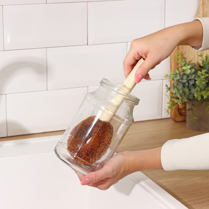 Щётка для чистки посуды Доляна, 8×4.5×23 см, щетина кокос, деревянная ручка