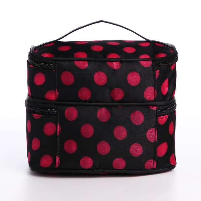 Косметичка дорожная на молнии с ручкой, с 2 отделами, с рисунком, чёрная