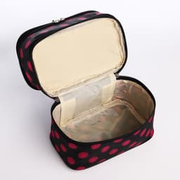 Косметичка дорожная на молнии с ручкой, с 2 отделами, с рисунком, чёрная