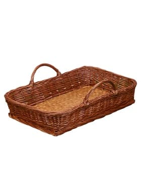 Корзина плетёная, лоток торговый, с ручками, 48×30×8 см, коричневый, лоза