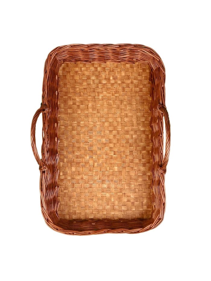 Корзина плетёная, лоток торговый, с ручками, 48×30×8 см, коричневый, лоза