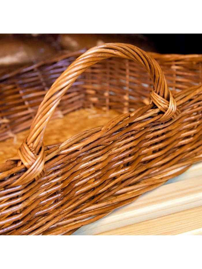 Корзина плетёная, лоток торговый, с ручками, 48×30×8 см, коричневый, лоза