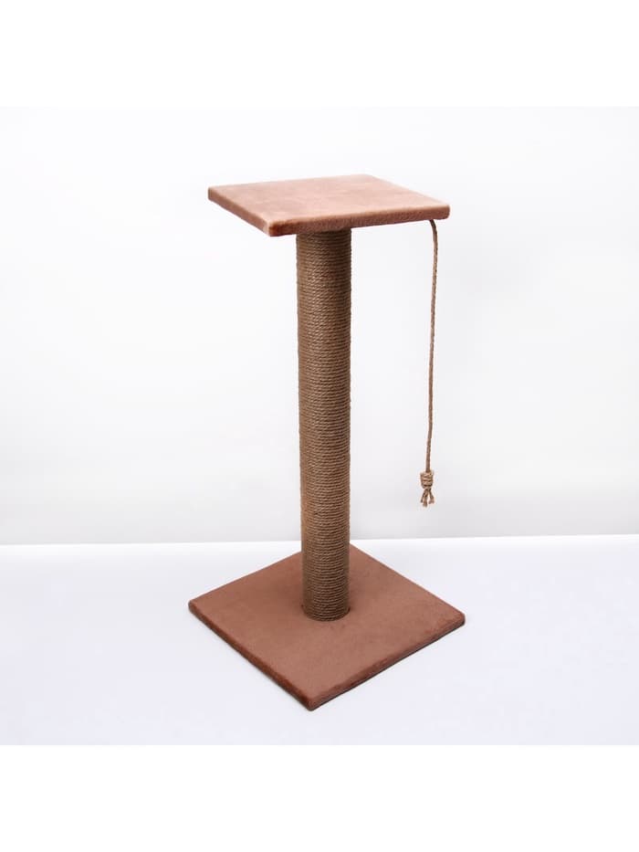 Когтеточка, 40×40×84 см, с высоким и толстым столбиком и площадкой, джут, МИКС
