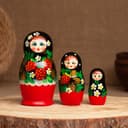 Матрёшка дерево «Земляничка», чёрный платок, 3 кукольная, 10 см