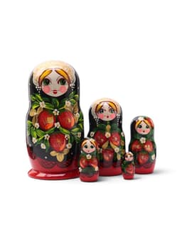 Матрёшка дерево «Земляничка», чёрный платок, 5 кукольная, 18 см