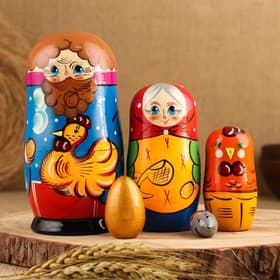 Матрёшка дерево «Курочка Ряба», сюжетная, 5 кукольная, 13.5 - 15 см, МИКС