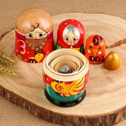 Матрёшка дерево «Курочка Ряба», сюжетная, 5 кукольная, 13.5 - 15 см, МИКС