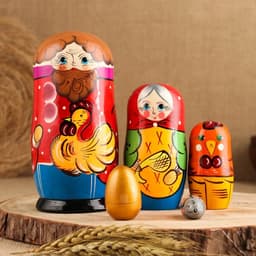 Матрёшка дерево «Курочка Ряба», сюжетная, 5 кукольная, 13.5 - 15 см, МИКС