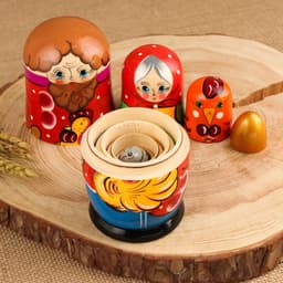 Матрёшка дерево «Курочка Ряба», сюжетная, 5 кукольная, 13.5 - 15 см, МИКС