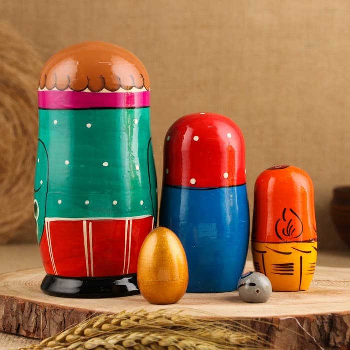 Матрёшка дерево «Курочка Ряба», сюжетная, 5 кукольная, 13.5 - 15 см, МИКС