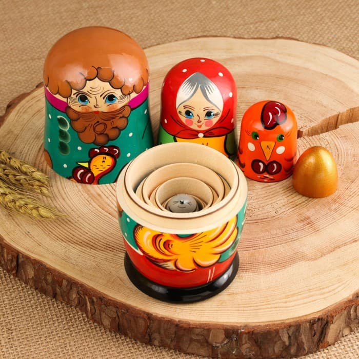 Матрёшка дерево «Курочка Ряба», сюжетная, 5 кукольная, 13.5 - 15 см, МИКС