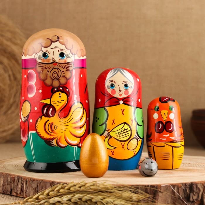 Матрёшка дерево «Курочка Ряба», сюжетная, 5 кукольная, 13.5 - 15 см, МИКС