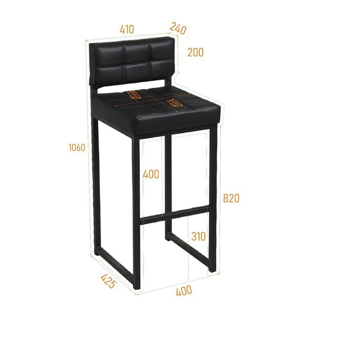 Стул барный «Клик Мебель. ЛОФТ - 1», со спинкой, искусственная кожа, цвет чёрный