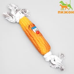 Игрушка на канате «Кукуруза» для собак, 30 см, кукуруза 14 см, жёлтая