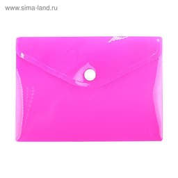 Папка-конверт на кнопке, А6, 180 мкм, Calligrata рифлёная, флуоресцентная, МИКС