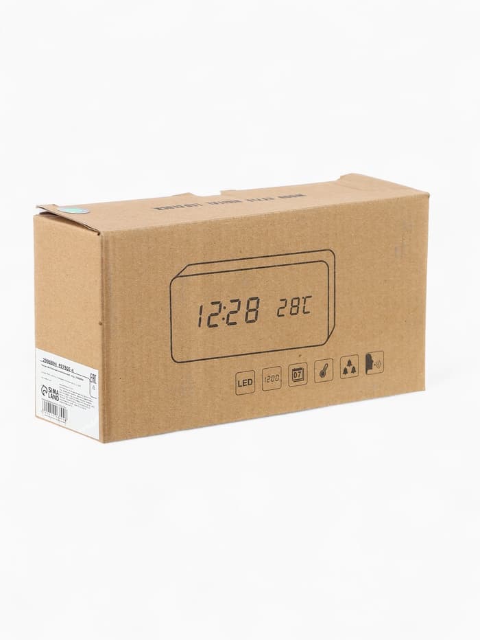 Часы - будильник электронные «Цифра-Т», настольные, с термометром, USB, чёрное дерево, от батареек 3хААА