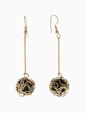 Серьги висячие «Шар плетёный», чёрные в золоте, 6.5 см
