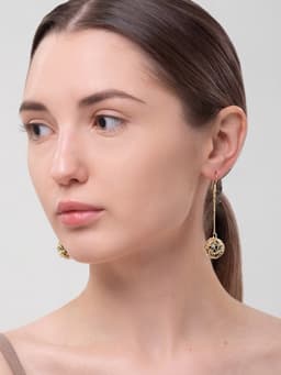 Серьги висячие «Шар плетёный», чёрные в золоте, 6.5 см