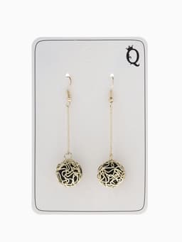 Серьги висячие «Шар плетёный», чёрные в золоте, 6.5 см