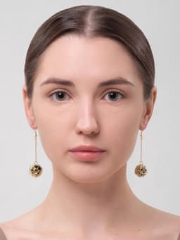 Серьги висячие «Шар плетёный», чёрные в золоте, 6.5 см