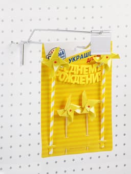 Крючок одинарный с ценникодержателем для металлической перфорированной панели, d=5 мм, L=15 см, шаг 25 мм, цвет хром