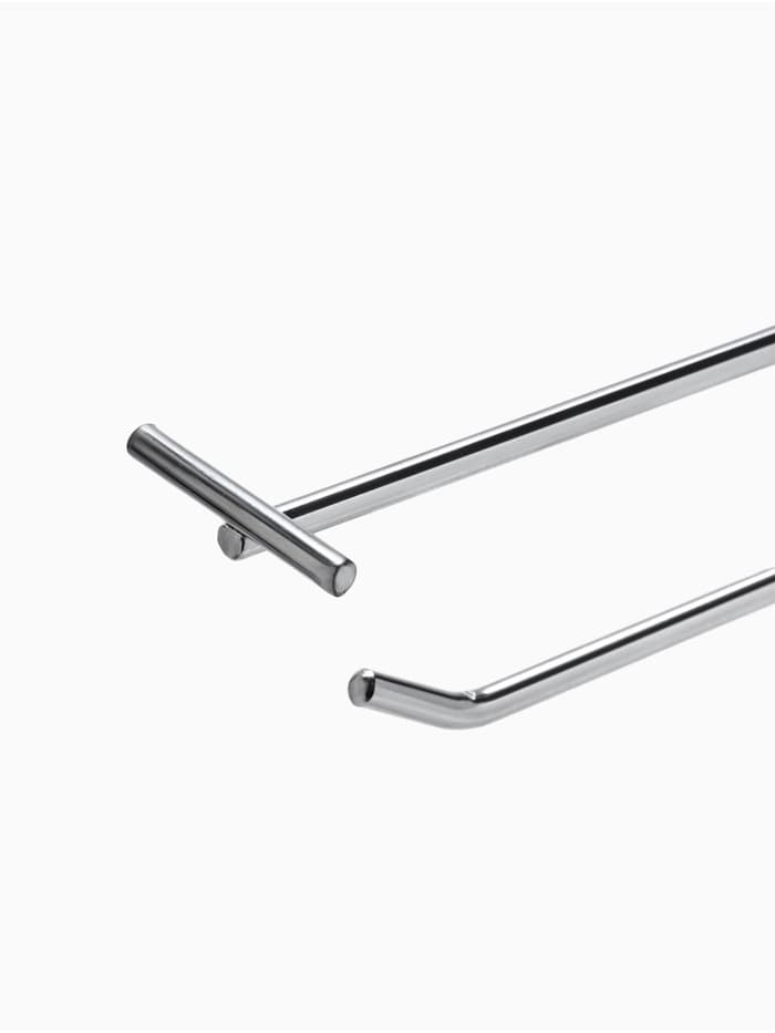 Крючок одинарный с ценникодержателем для металлической перфорированной панели, d=4.8 мм, L=25 см, шаг 50 мм, цвет хром