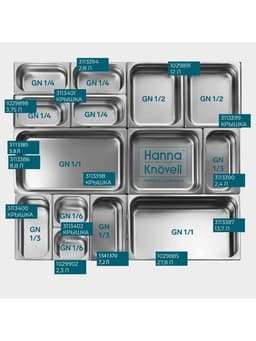 Крышка к гастроёмкости GN 1/3 Hanna Knövell, 32.5×17.6×1.5 см, толщина 0.6 мм, нержавеющая сталь