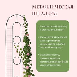 Шпалера «3 кольца», 200×48×1 см, металл, зелёная