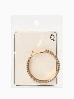 Серьги-кольца Princess дорожка, d=4.5 см, белые в золоте