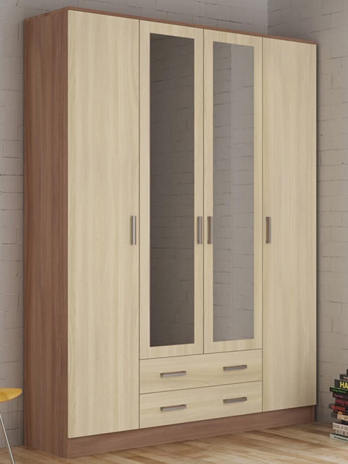 Шкаф четырехстворчатый «Квадро», 1600×487×2200 мм, цвет ясень шимо