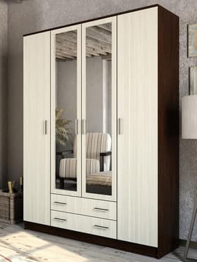 Шкаф прямой четырёхстворчатый «Квадро», 2 ящика, 1600×487×2200 мм, цвет венге/лоредо