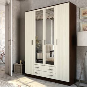 Шкаф прямой четырёхстворчатый «Квадро», 2 ящика, 1600×487×2200 мм, цвет венге/лоредо