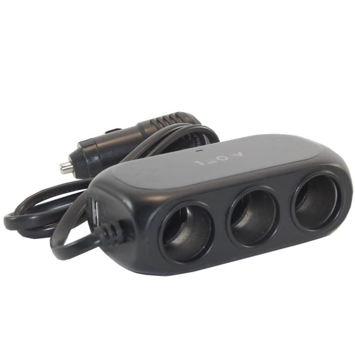 Разветвитель прикуривателя Cartage, USB 5 В 2.1 А, 60 Вт, 12/24 В, провод 60 см