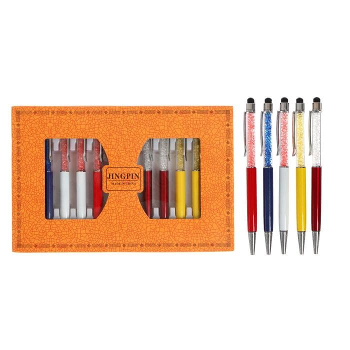 Ручка подарочная, шариковая, поворотная, со стразами и стилусом, МИКС