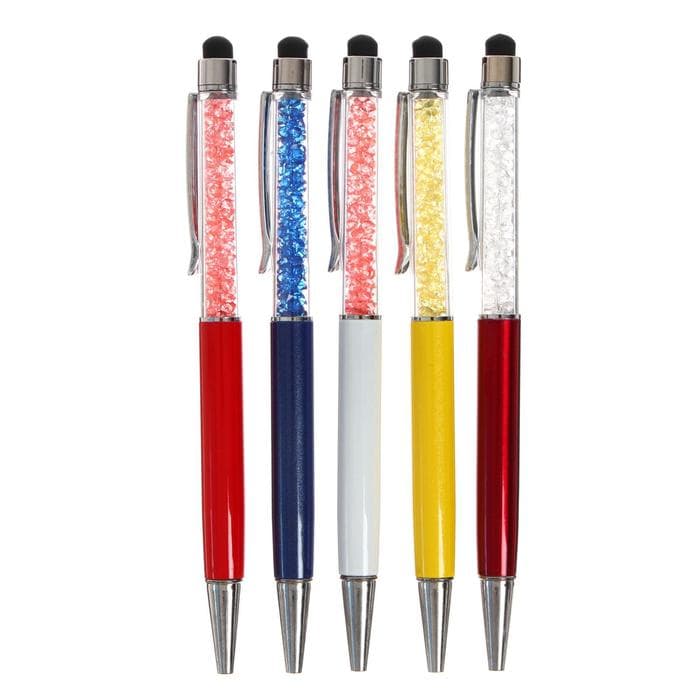Ручка подарочная, шариковая, поворотная, со стразами и стилусом, МИКС