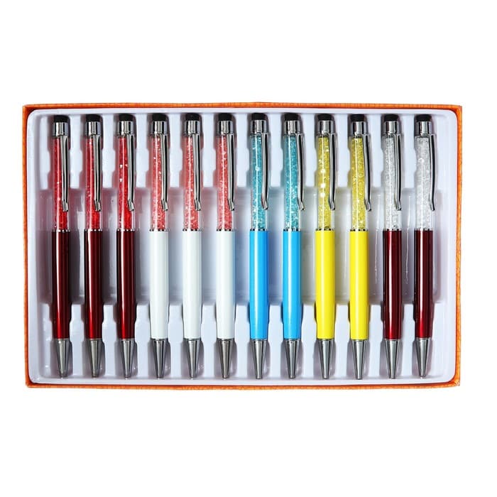 Ручка подарочная, шариковая, поворотная, со стразами и стилусом, МИКС