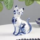 Фигурка фарфор гжель «Кошка Улыбка», 10×5×13 см