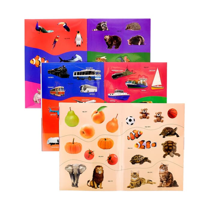 Книги с наклейками, набор №2, 6 шт. по 12 стр.