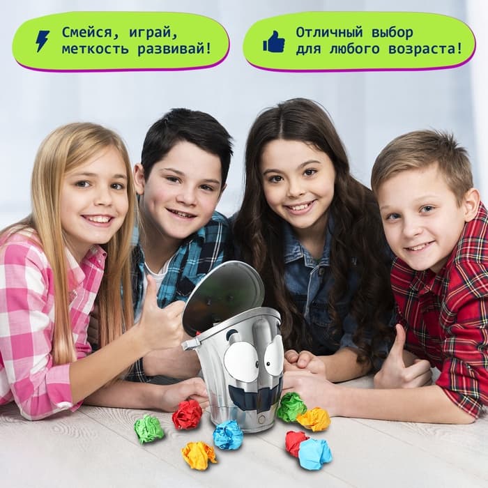 Настольная игра для детей на меткость Лас Играс KIDS «Ведро сошло с ума», работает от батареек, 2-4 игрока, 4+