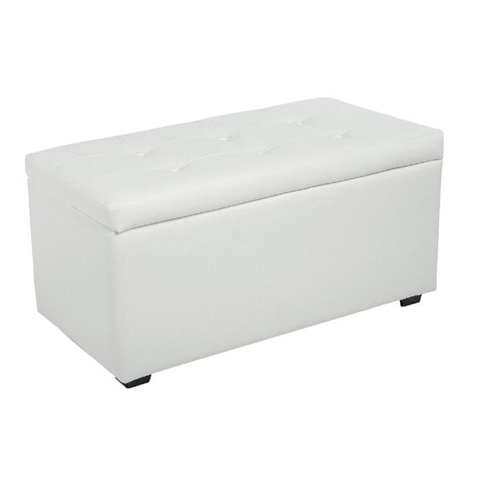 Пуф «Мартин», с ящиком для хранения, 400×800×420 мм, экокожа, цвет белый глянец