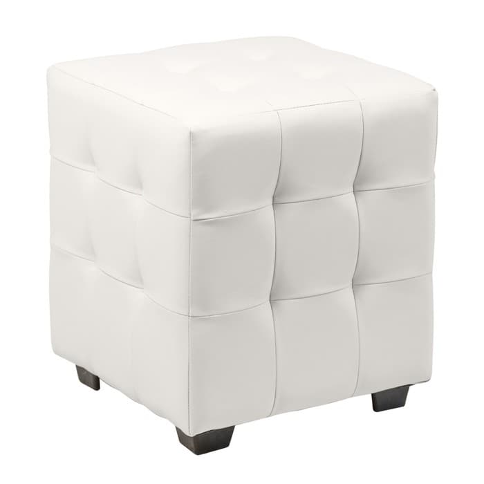 Пуф «Стенли», 400×400×420 мм, экокожа, цвет белый