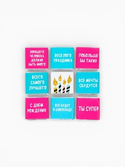 Шоколад мини молочный «С днём рождения», открытка, 5 г × 9 шт.