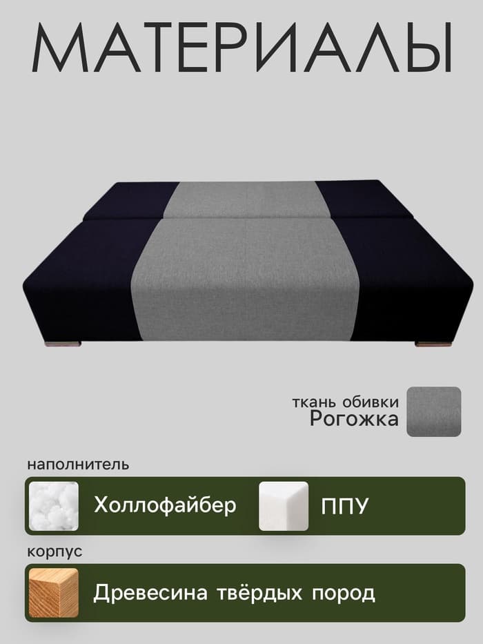 Диван прямой ROYSE, механизм еврокнижка, обивка рогожка, цвет баклажан/пепел