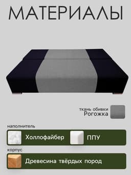 Диван прямой ROYSE, механизм еврокнижка, обивка рогожка, цвет баклажан/пепел