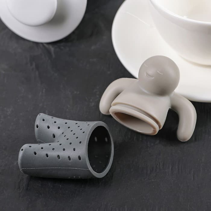 Ситечко для чая Доляна «Человечек», 8.5×7×3 см, цвет серый