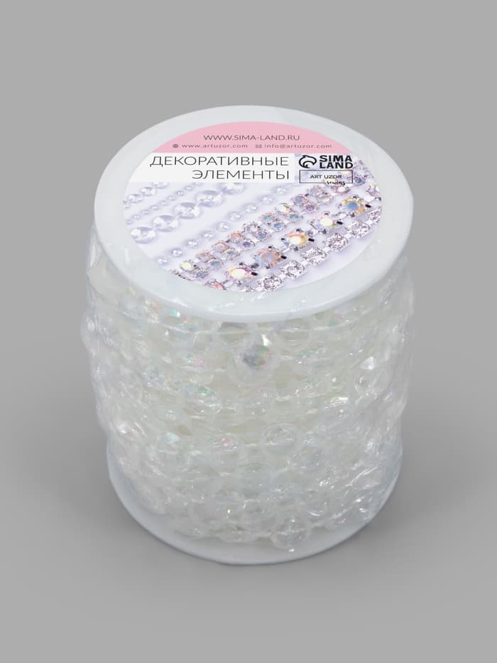 Бусы на нитях, с голографией, 10 мм, 9±1 м, прозрачные