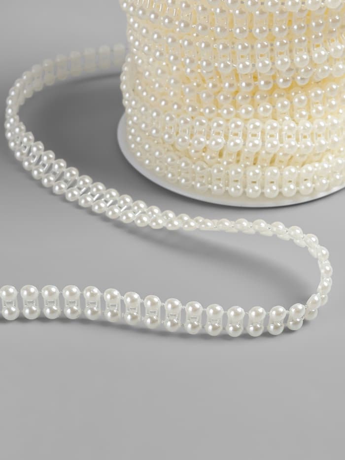 Жемчуг на нитях, плоский, 7 мм, 9±1 м, цвет молочный