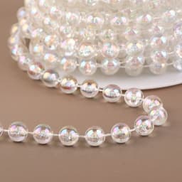 Бусы на нитях, с голографией, 8 мм, 9±1 м, прозрачные